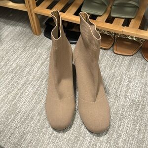 Tan heeled Sock Boot